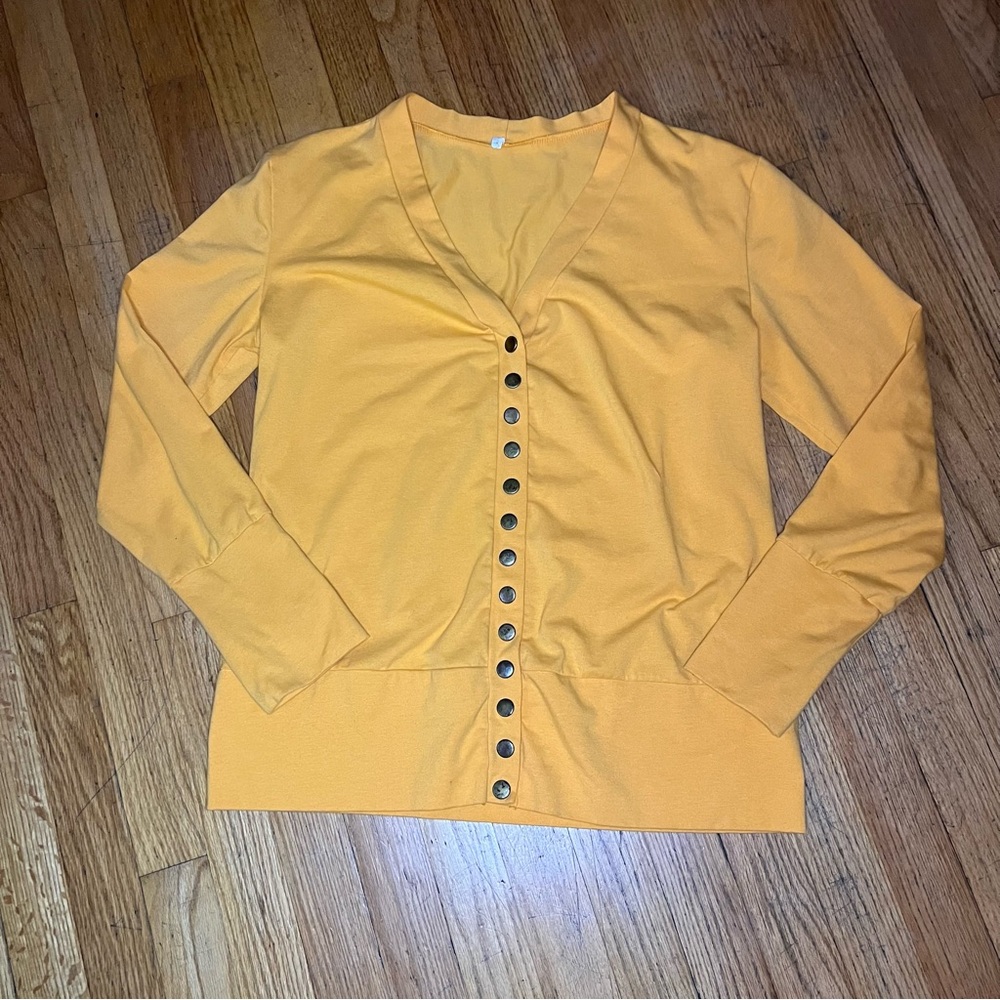 Yellow Button-Up Cardigan - Picture 5 of 6